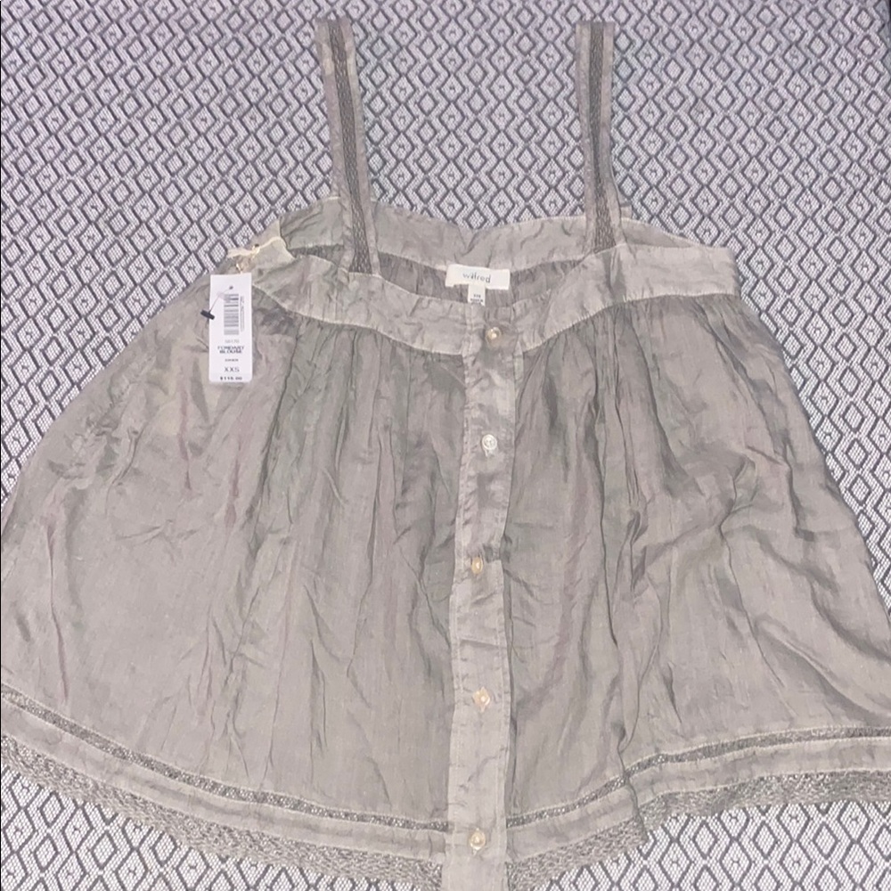 Gray Button-Up Sleeveless Top